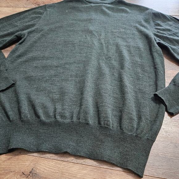 Lord & Taylor Sweater Mens 100% Pure New Merino Wool 1/4 Zip Pullover Green Sz M - Picture 12 of 14